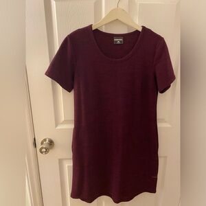 S Burgundy Plum Heathered T Shirt Dress with Pockets